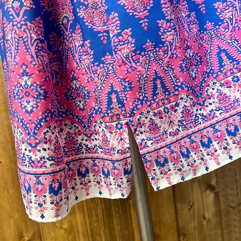 Talbots 2X Vibrant Pink Purple Short Sleeve Blouse Lightweight Office - Picture 6 of 10